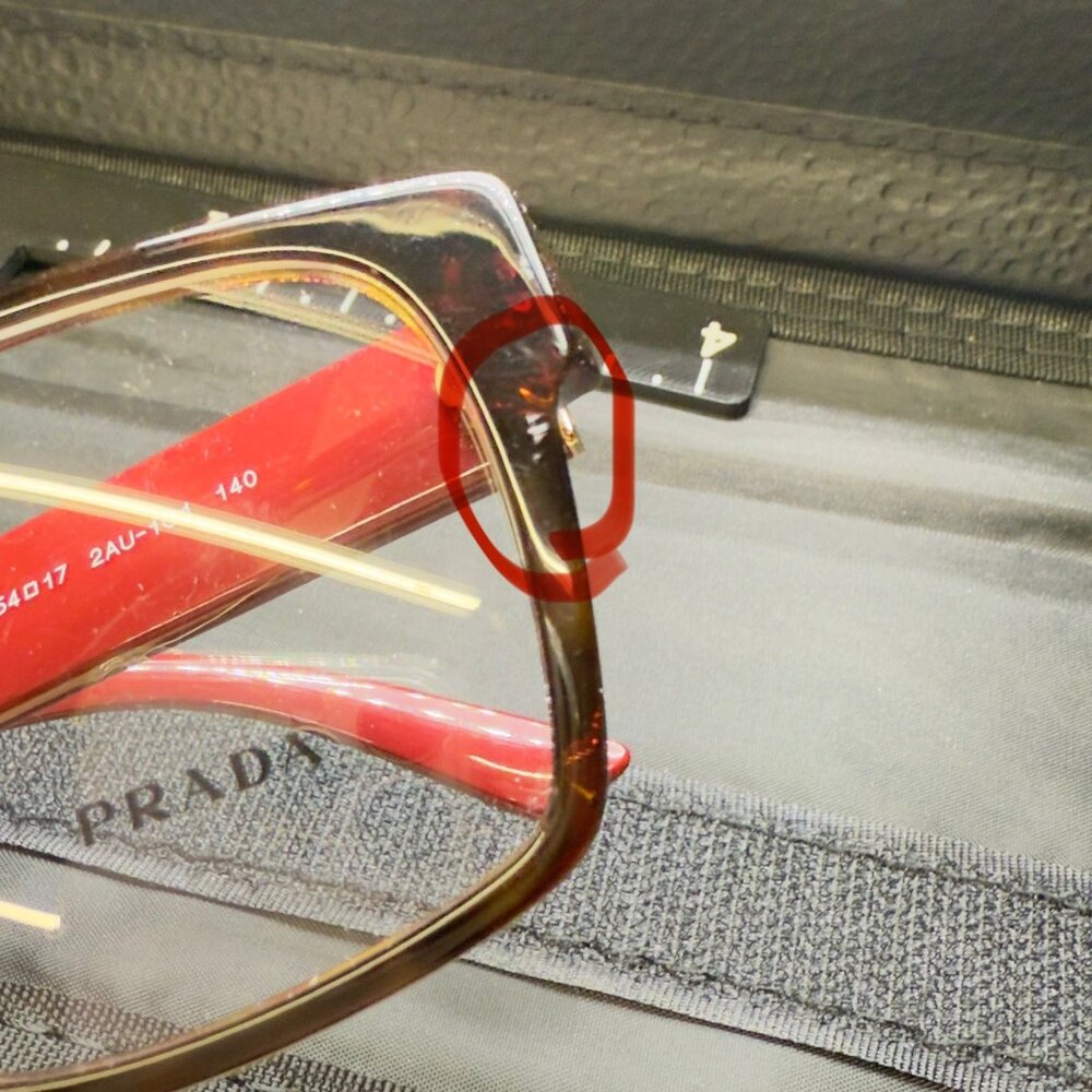 Prada Eyeglasses Frames CPR 10 W 2AU-1O1 Tortoise Red Square Full Rim 54-17-140 - Picture 9 of 11